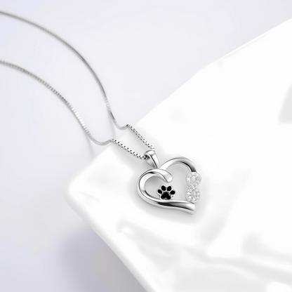 Althea - Necklace with paw, heart & infinity symbol | Silver