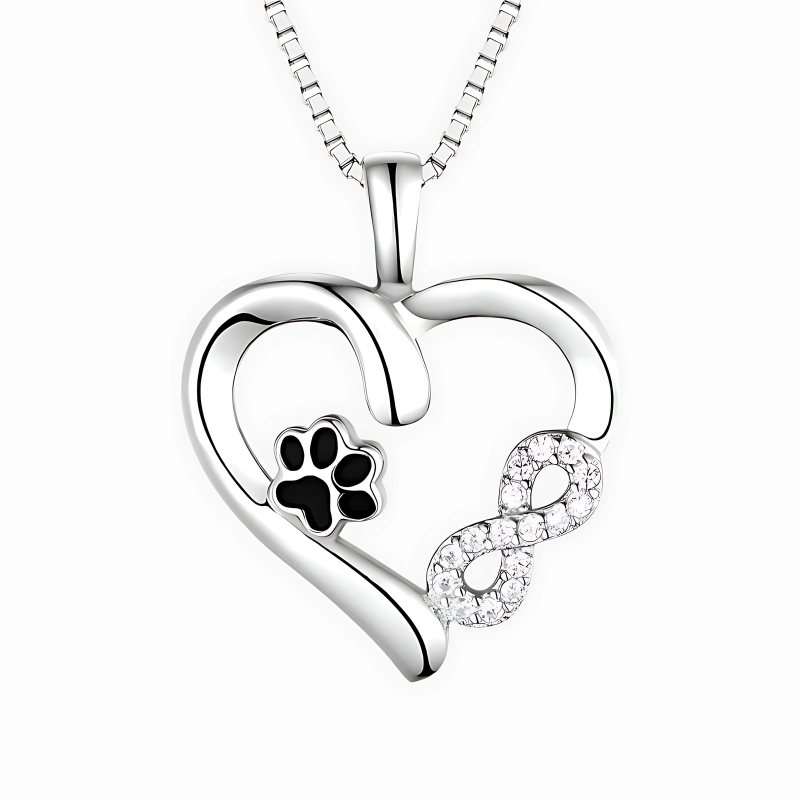 Althea - Necklace with paw, heart & infinity symbol | Silver
