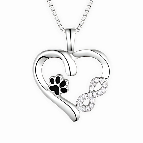 Althea - Necklace with paw, heart & infinity symbol | Silver