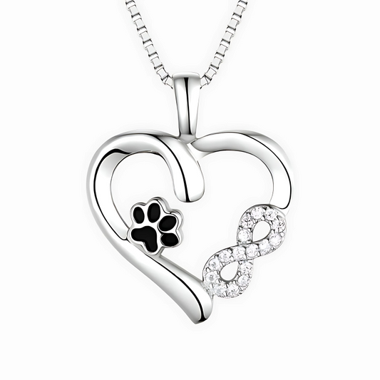 Althea - Necklace with paw, heart & infinity symbol | Silver