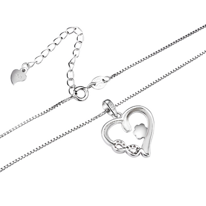 Althea - Necklace with paw, heart & infinity symbol | Silver