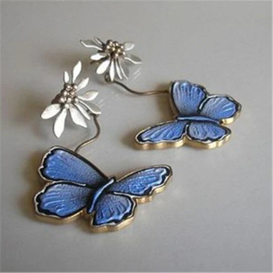 Bowen - Vintage butterfly earrings in blue | Silver