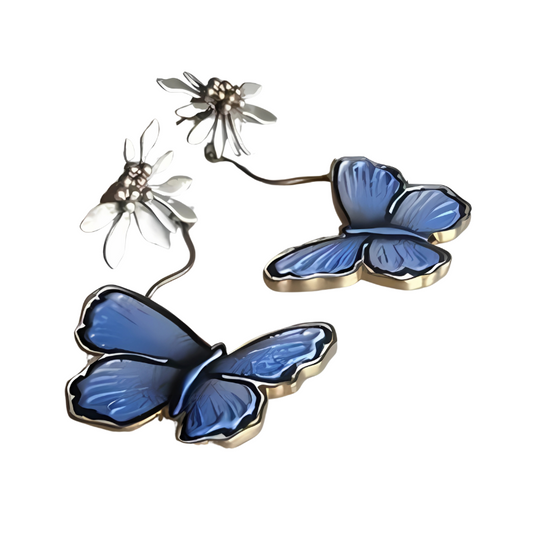 Bowen - Vintage butterfly earrings in blue | Silver