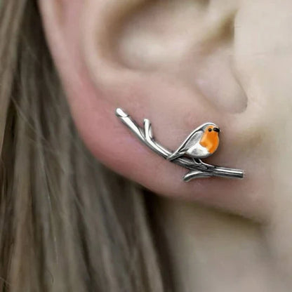 Briley - Vintage bird ear earrings made of silver